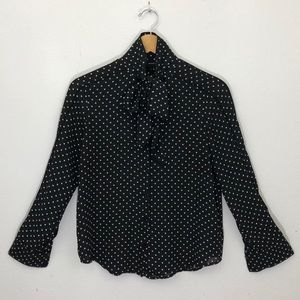 Who What Wear Polka Dot Pussy Bow Blouse